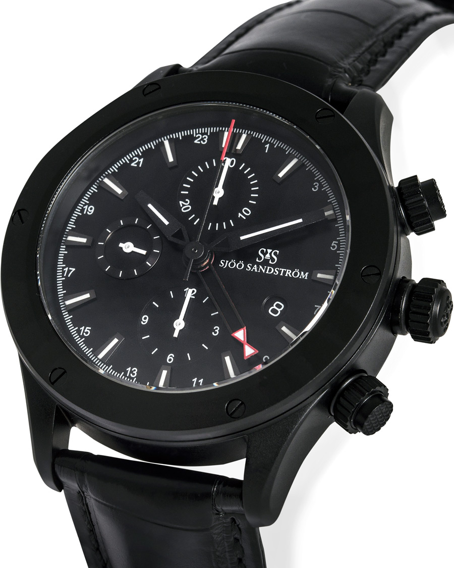 Herren | Sjöö Sandström UTC Extreme 44,2mm Black and Black Alligator | Sjöö Sandström | UTC Extreme 44,2mm Black and Black Alligator