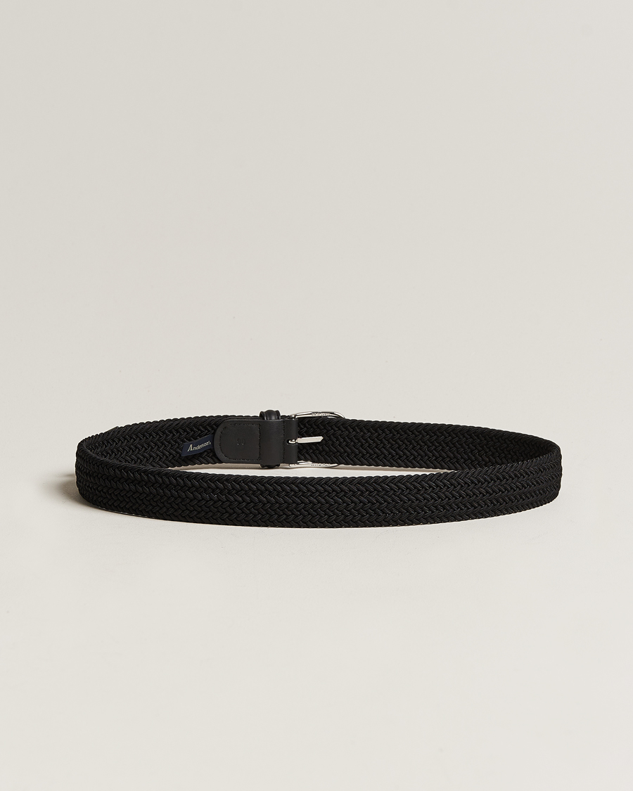 Herren |  | Anderson's | Stretch Woven 3,5 cm Belt Black