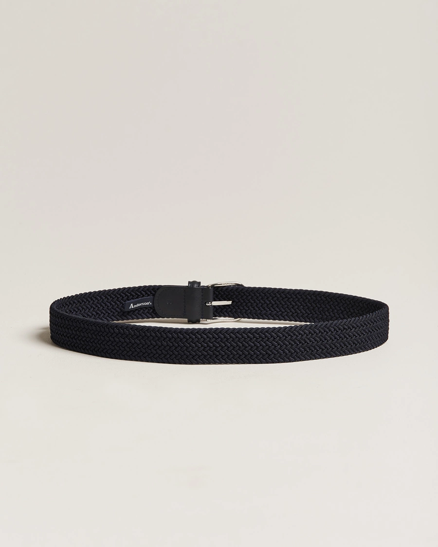 Herren | Gürtel | Anderson's | Stretch Woven 3,5 cm Belt Navy