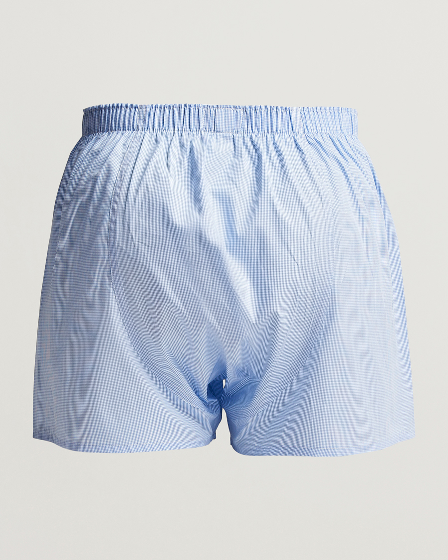 Herren |  | Sunspel | Classic Woven Cotton Boxer Shorts Light Blue Gingham