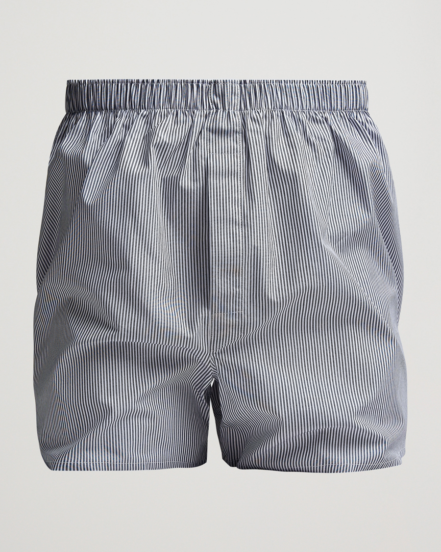 Herren | Unterwäsche | Sunspel | Classic Woven Cotton Boxer Shorts White/Light Blue