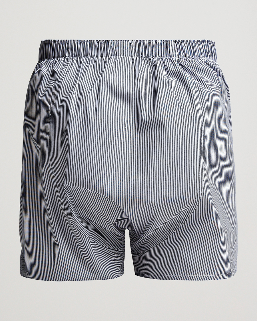 Herren | Sunspel | Sunspel | Classic Woven Cotton Boxer Shorts White/Light Blue