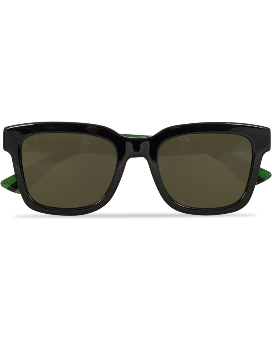 Herren | Gucci GG0001S Sunglasses Black/Green | Gucci | GG0001S Sunglasses Black/Green