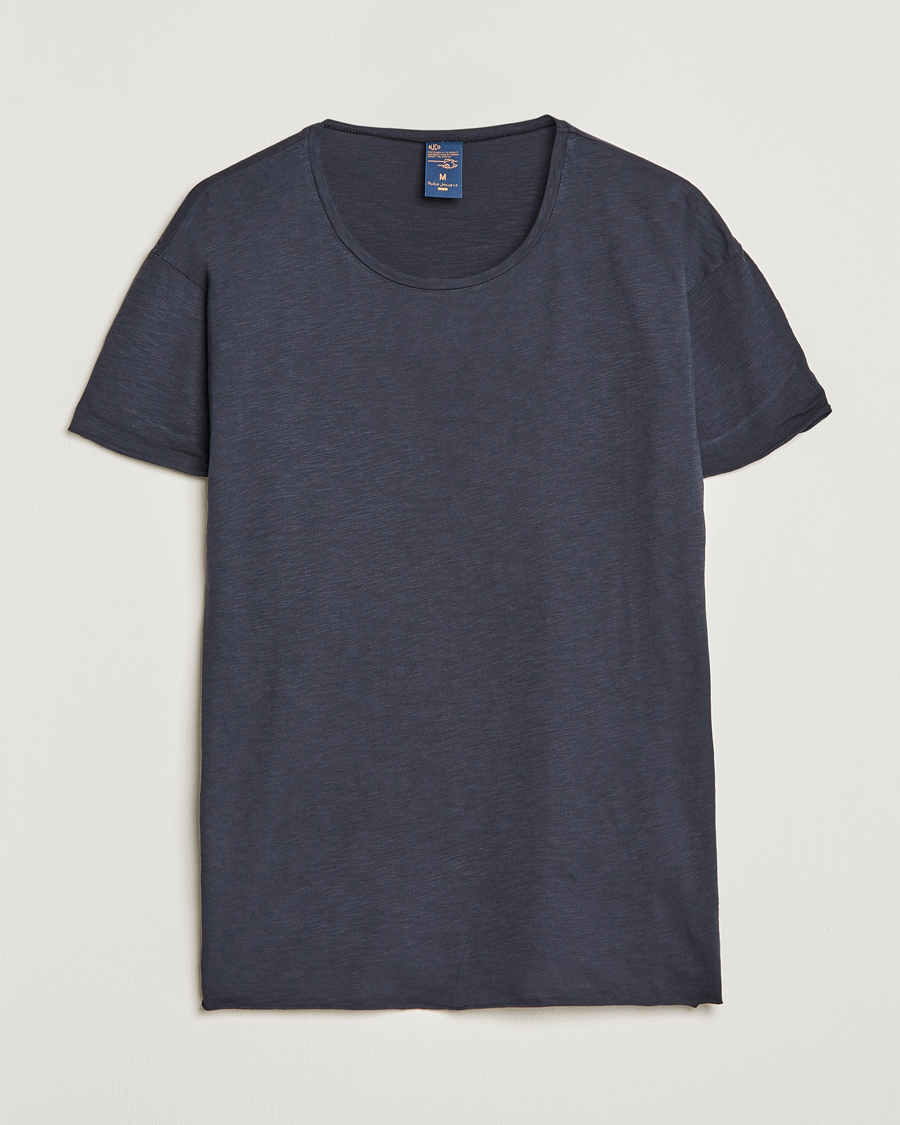 Herren | T-Shirts | Nudie Jeans | Roger Slub Crew Neck Tee Navy