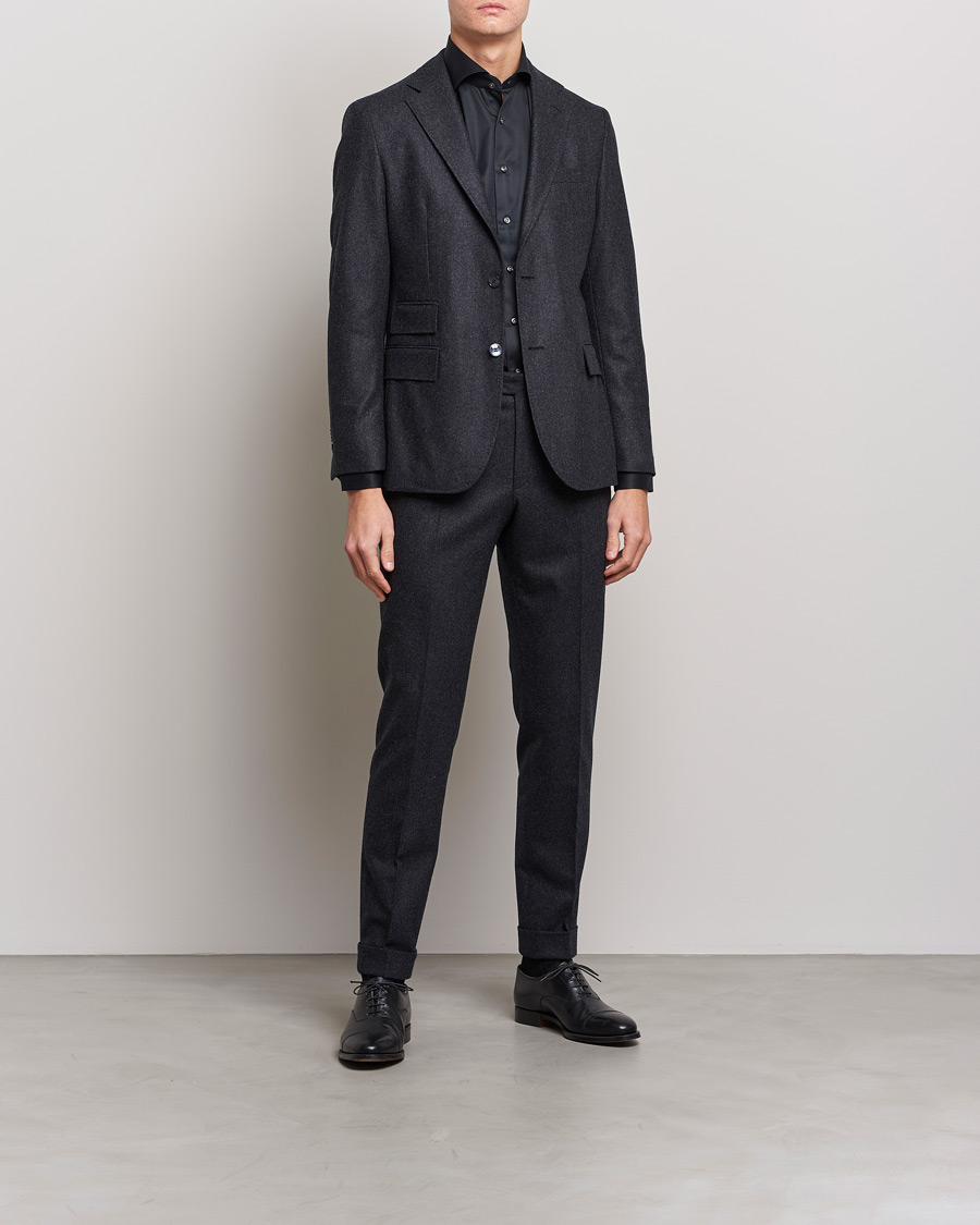 Herren | Kleidung | Stenströms | Fitted Body Contrast Shirt Black