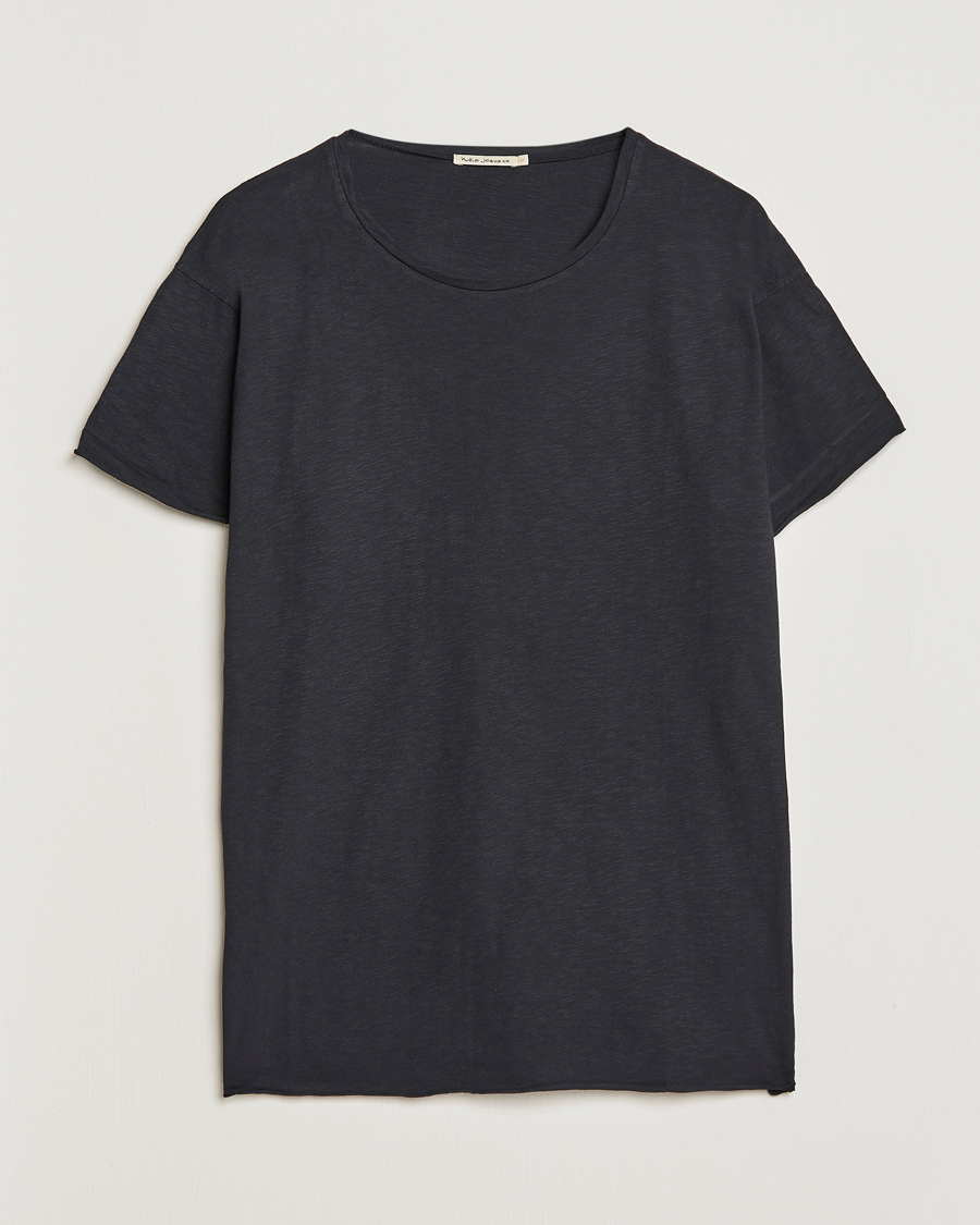 Herren | T-Shirts | Nudie Jeans | Roger Slub Crew Neck Tee Black