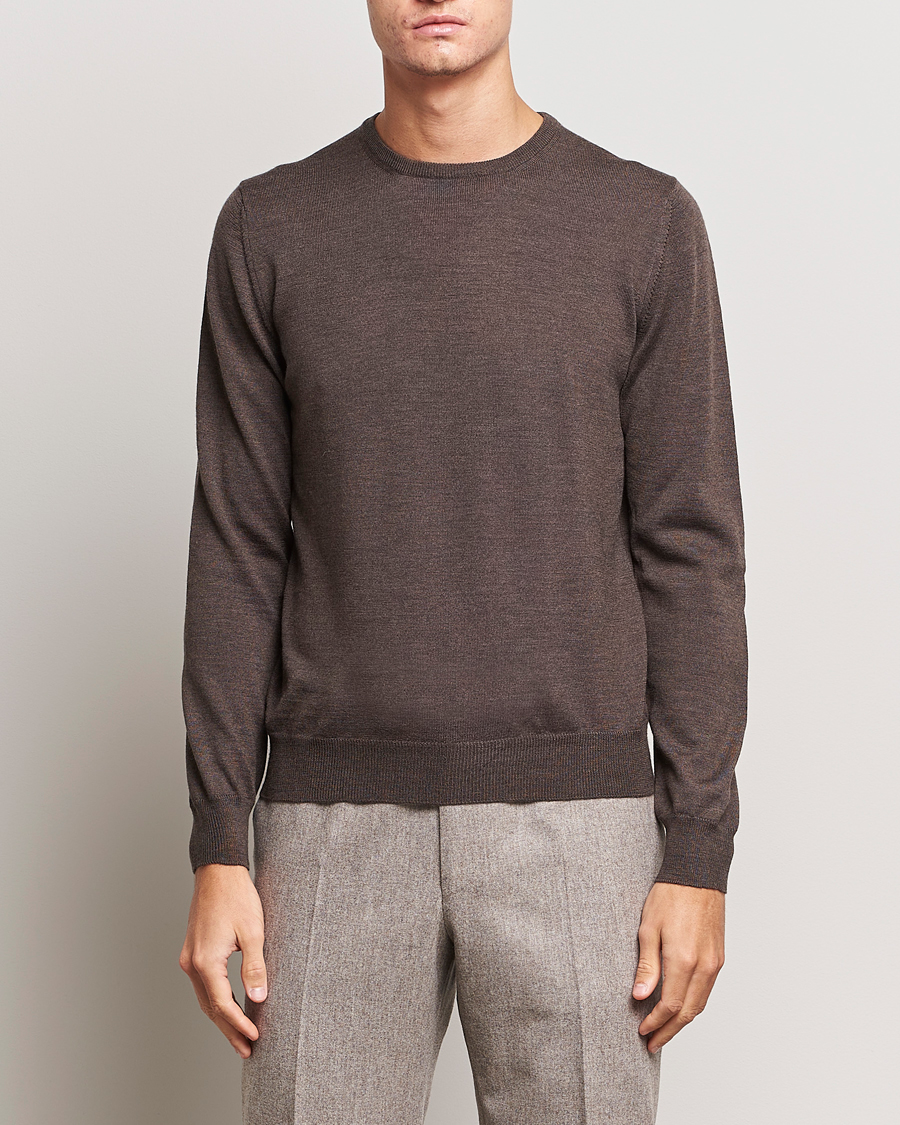 Herren | Pullover | Gran Sasso | Merino Fashion Fit Crew Neck Pullover Brown
