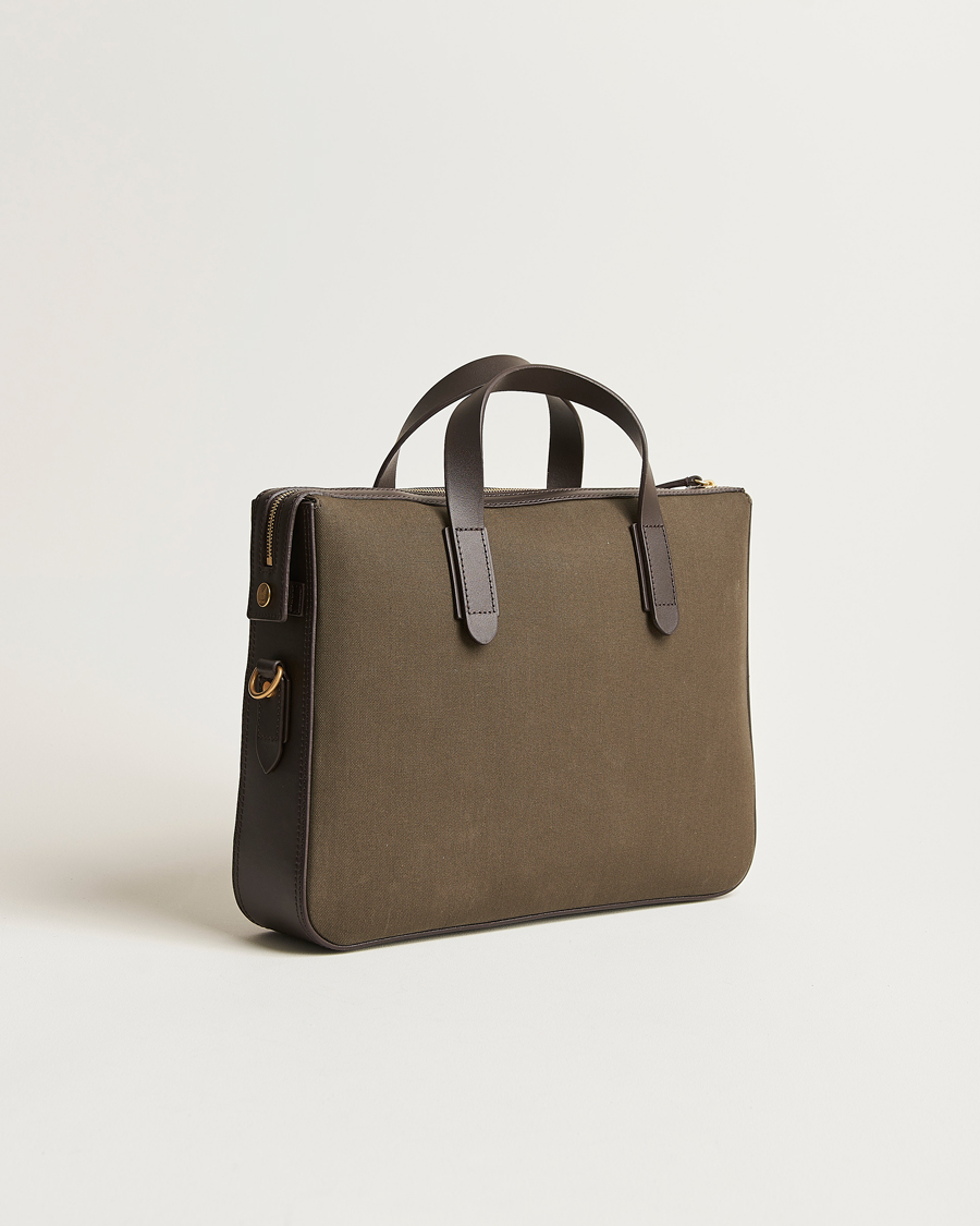 Herren | Mismo M/S Canvas Briefcase Army/Dark Brown | Mismo | M/S Canvas Briefcase Army/Dark Brown