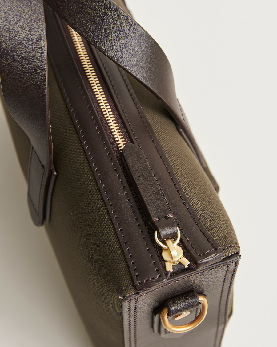 Herren | Mismo M/S Canvas Briefcase Army/Dark Brown | Mismo | M/S Canvas Briefcase Army/Dark Brown