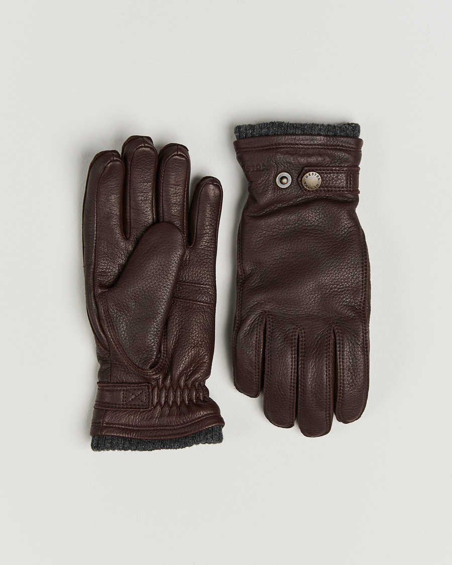 Herren |  | Hestra | Utsjö Fleece Lined Buckle Elkskin Glove Espresso