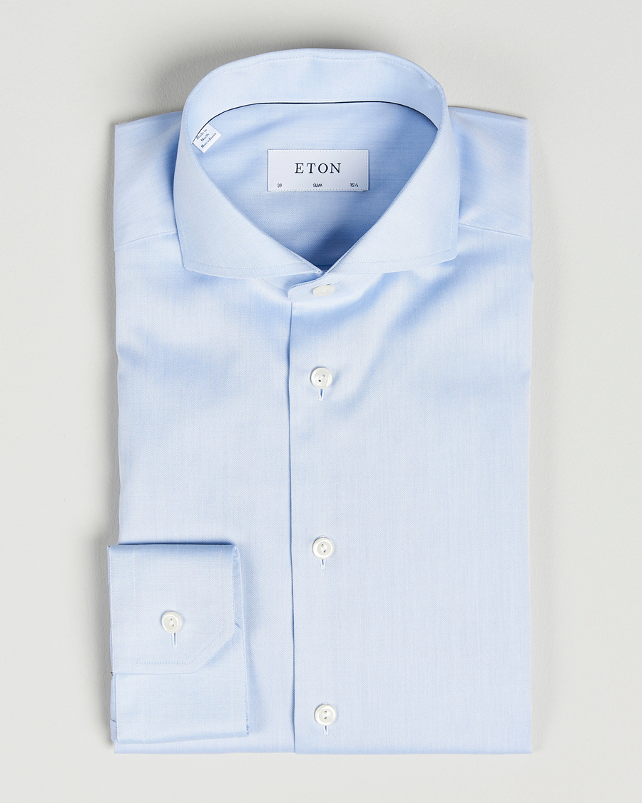 Herren | Hemden | Eton | Slim Fit Twill Cut Away Shirt Light Blue