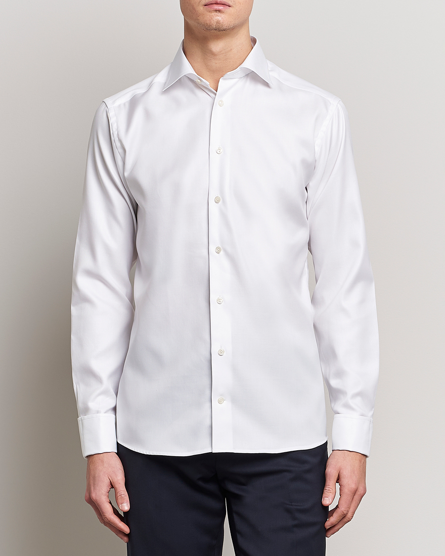 Herren | Businesshemden | Eton | Slim Fit Twill Double Cuff Shirt White