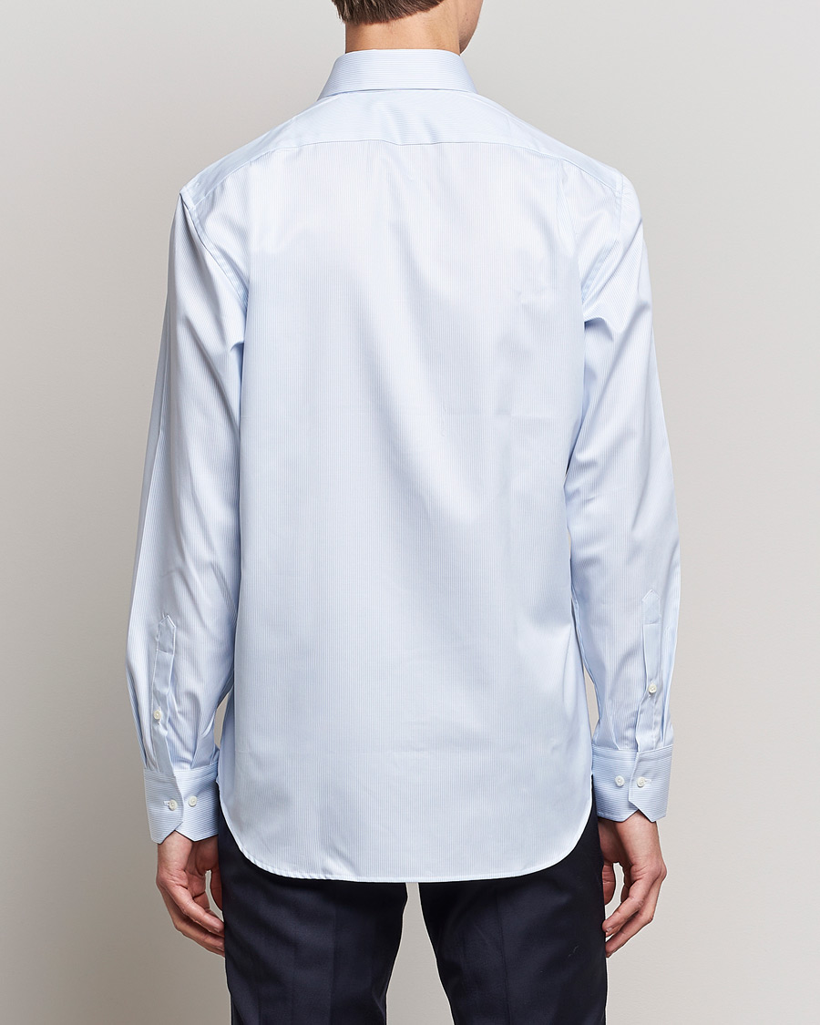 Herren | Hemden | Stenströms | Fitted Body Thin Stripe Shirt White/Blue