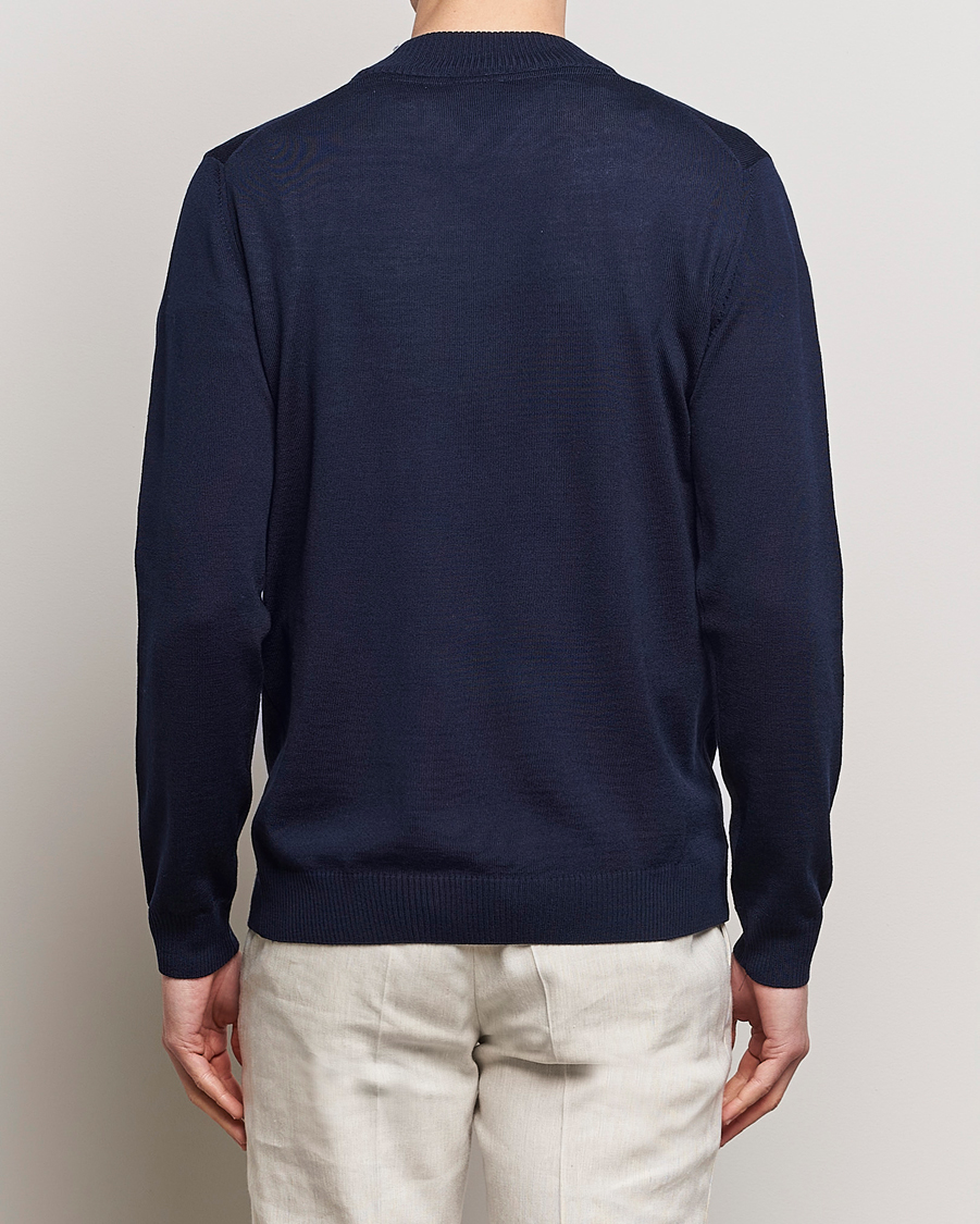 Herren | Pullover | Stenströms | Merino Wool Half Zip Navy
