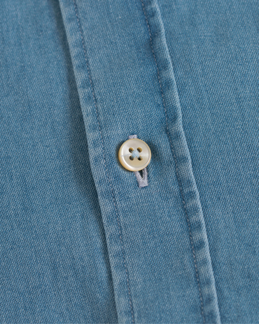 Herren | Hemden | Stenströms | Slimline Garment Washed Shirt Light Denim