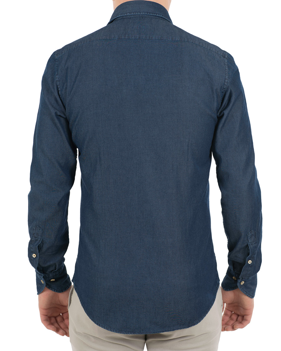 Herren | Hemden | Stenströms | Slimline Garment Washed Shirt Dark Denim