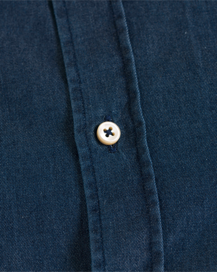 Herren | Hemden | Stenströms | Slimline Garment Washed Shirt Dark Denim