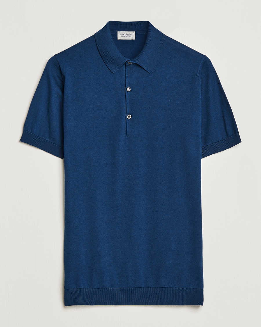Herren | Poloshirts | John Smedley | Adrian Slim Fit Sea Island Polo Indigo