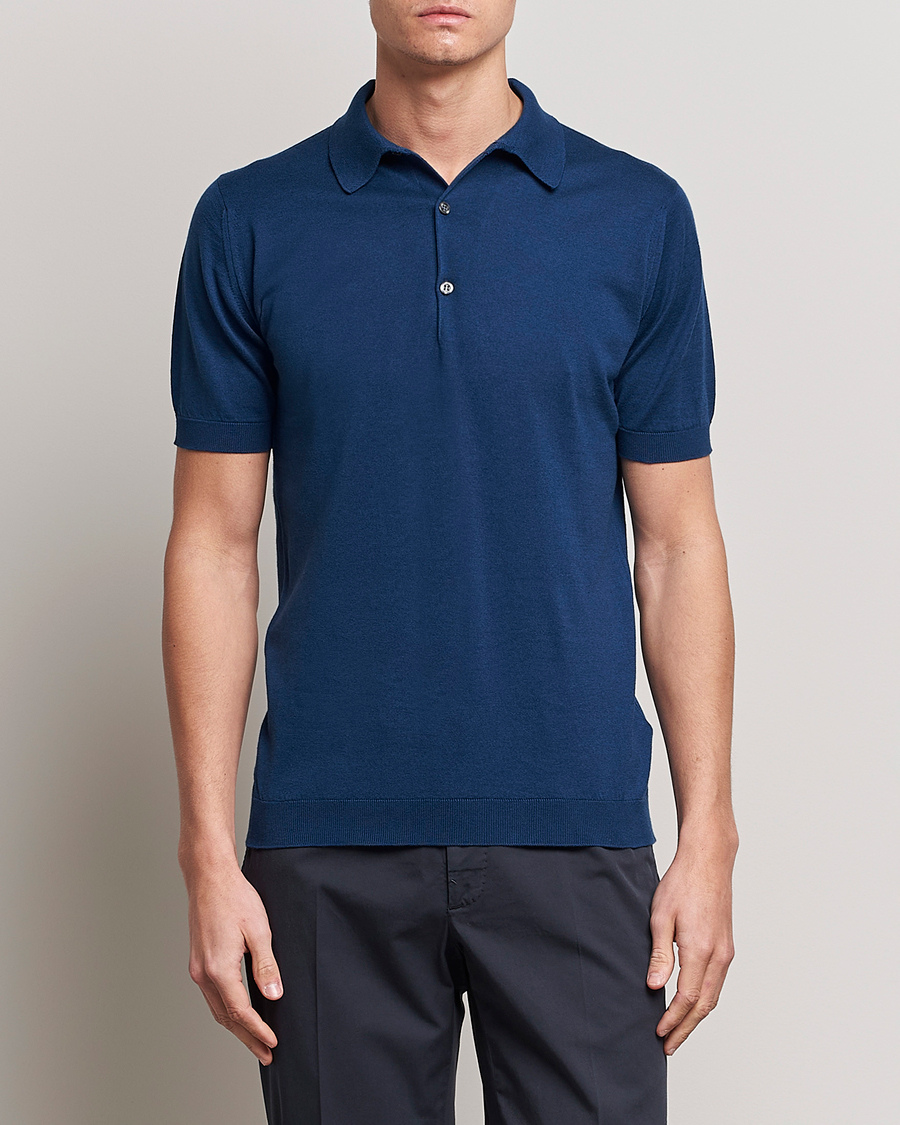 Herren | Poloshirts | John Smedley | Adrian Slim Fit Sea Island Polo Indigo