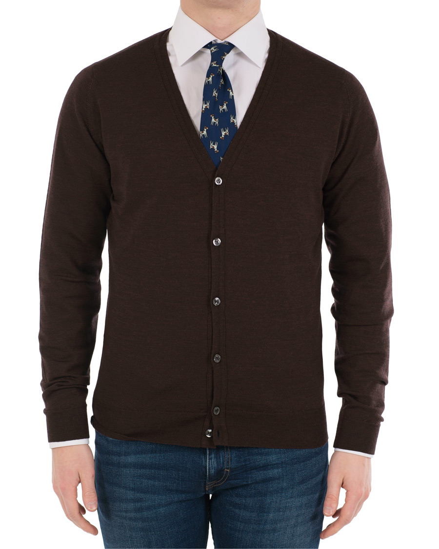 Herren | Pullover | John Smedley | Petworth Merino Cardigan Chestnut
