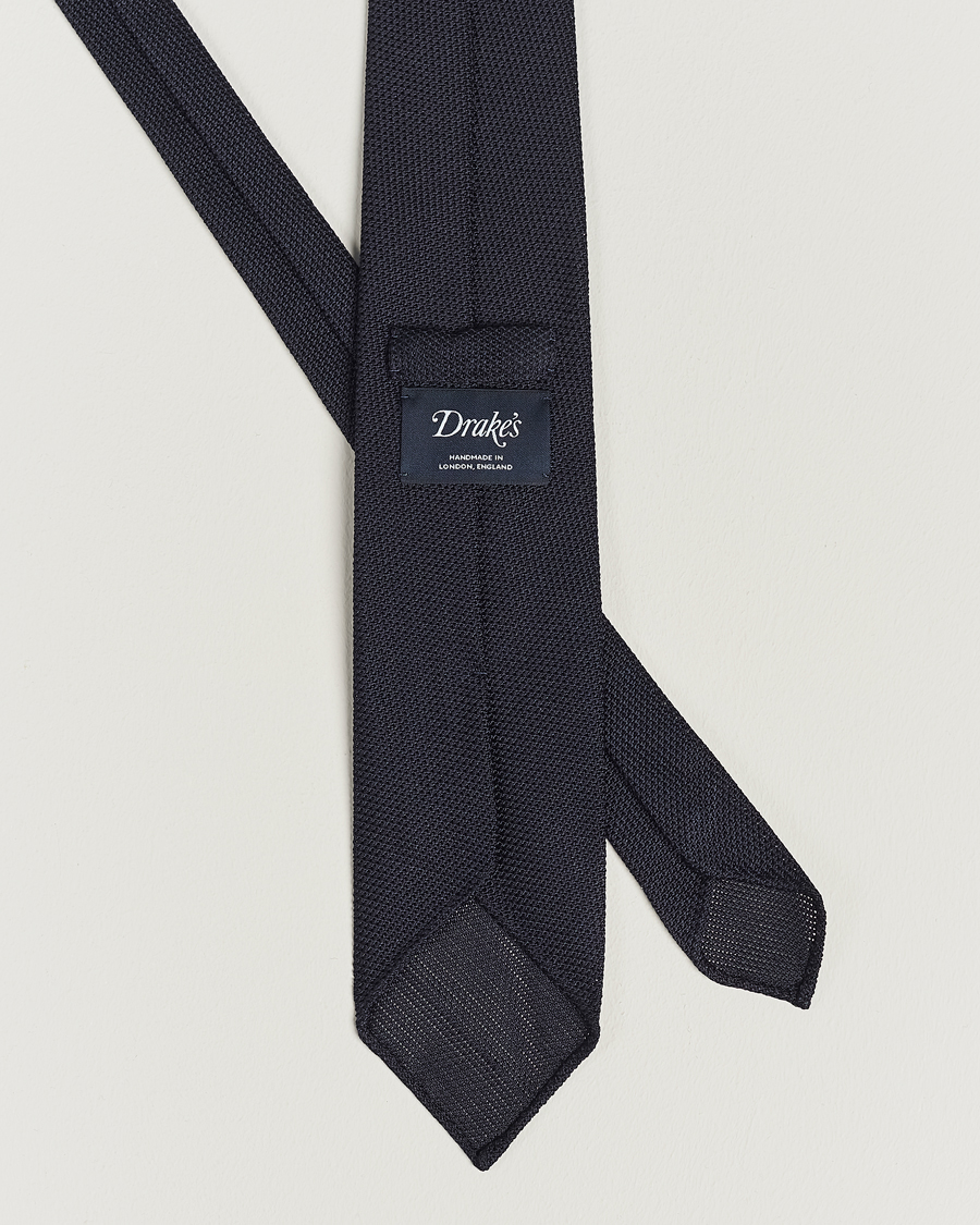 Herren | Drake's | Drake's | Silk Fine Grenadine Handrolled 8 cm Tie Navy