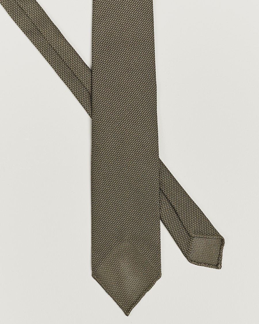 Herren | Drake's Silk Grenadine Handrolled 8 cm Tie Khaki | Drake's | Silk Grenadine Handrolled 8 cm Tie Khaki