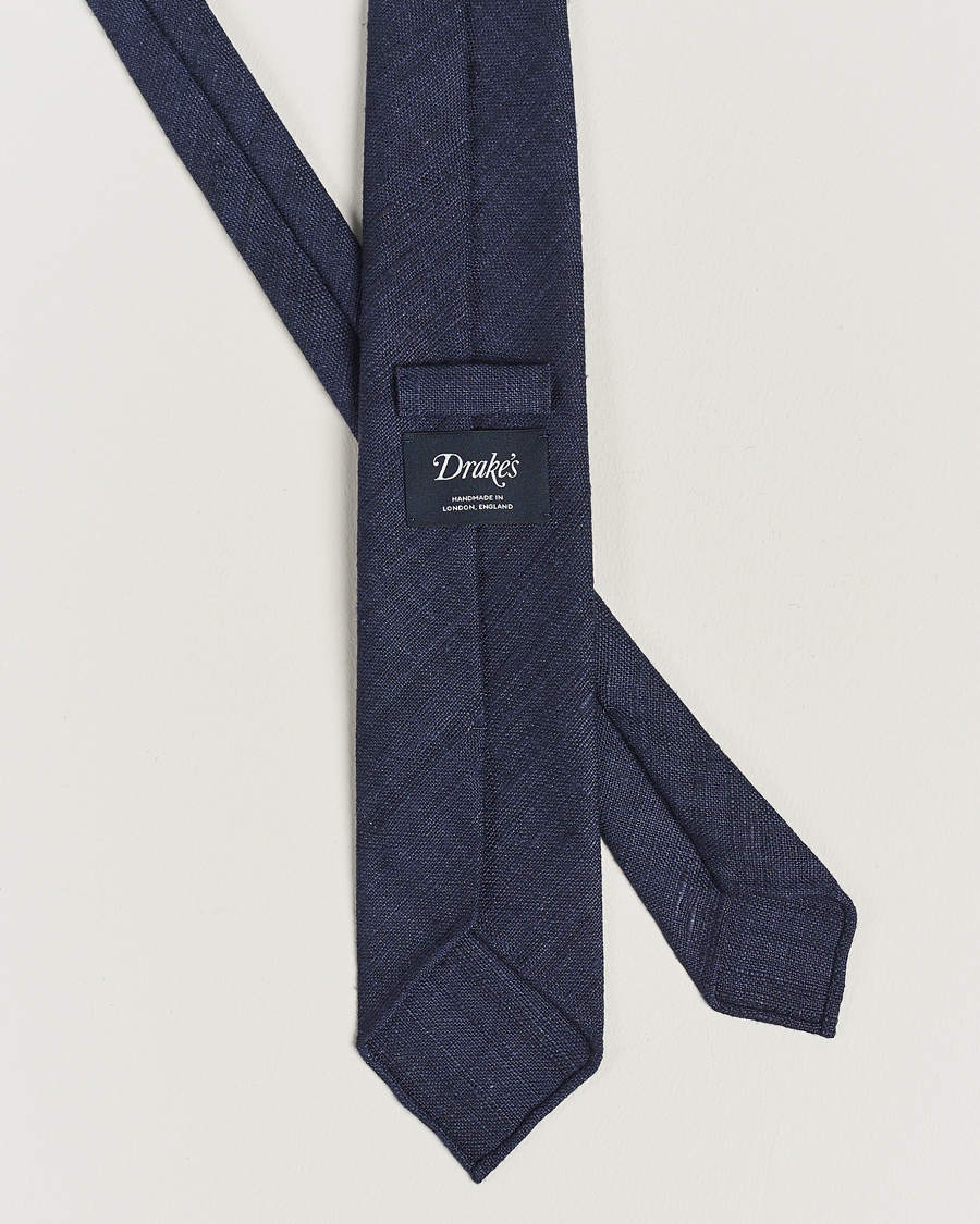Herren | Festive | Drake's | Tussah Silk Handrolled 8 cm Tie Navy