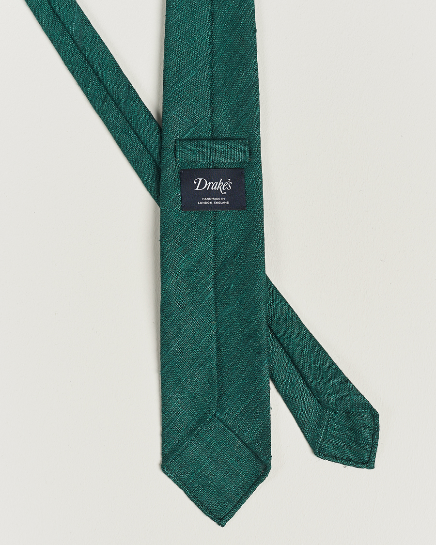Herren | Krawatten | Drake's | Tussah Silk Handrolled 8 cm Tie Green