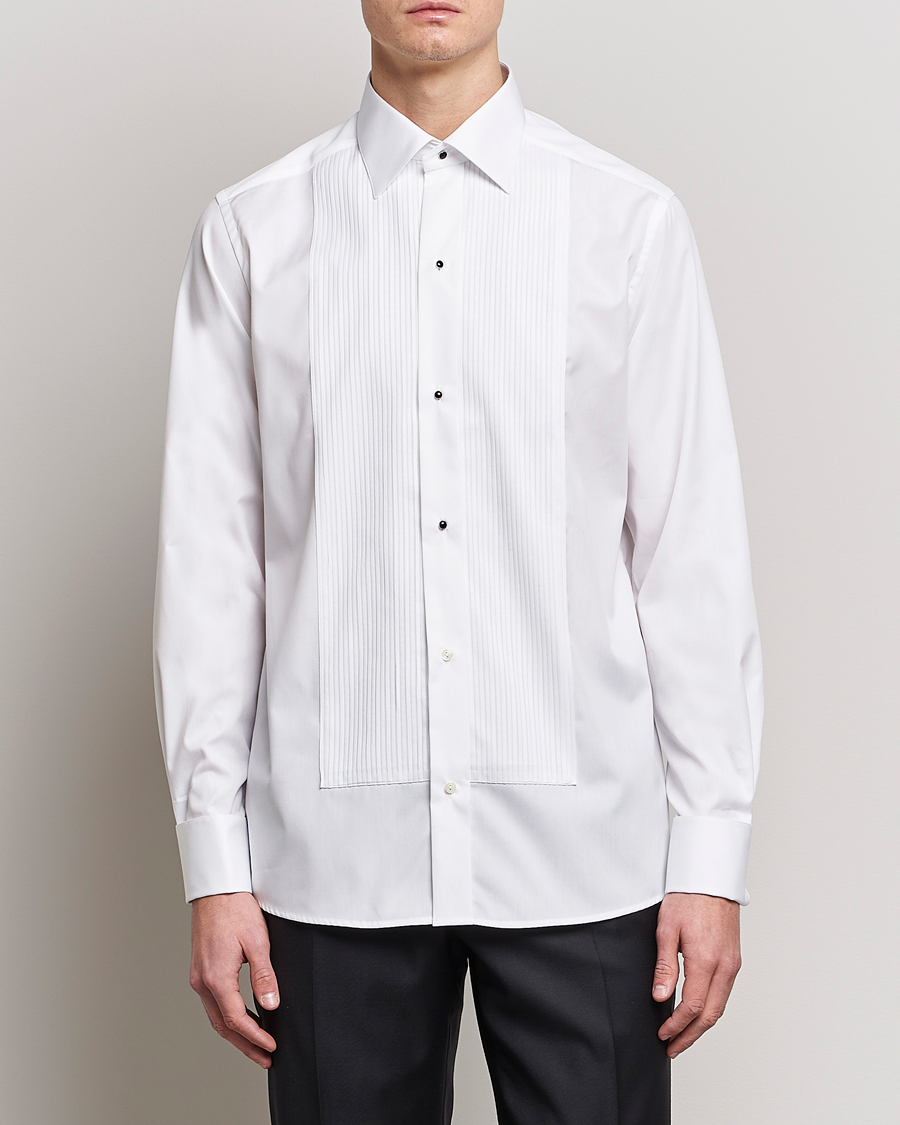 Herren | Black Tie | Eton | Custom Fit Tuxedo Shirt Black Ribbon White