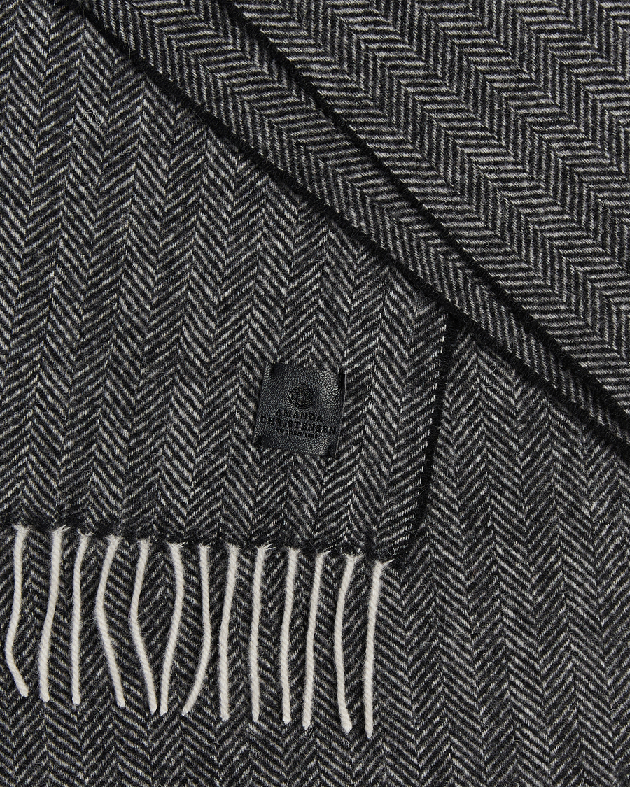 Herren | Amanda Christensen Wool Herringbone Scarf Black | Amanda Christensen | Wool Herringbone Scarf Black
