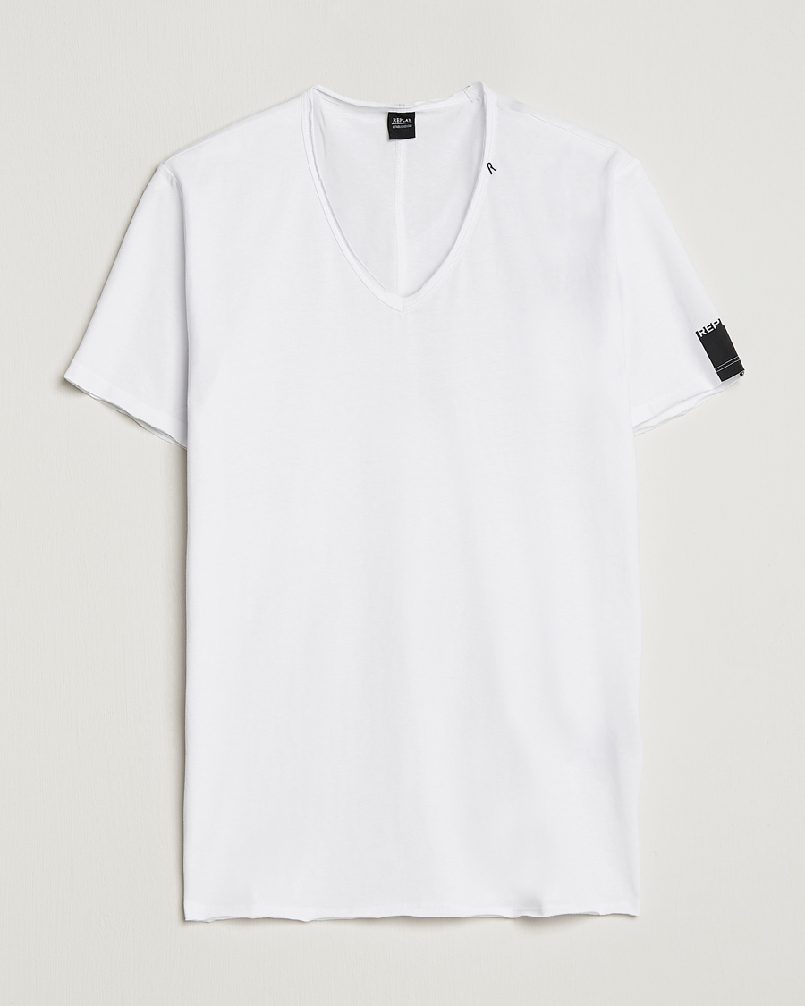 Herren | T-Shirts | Replay | V-Neck Tee White