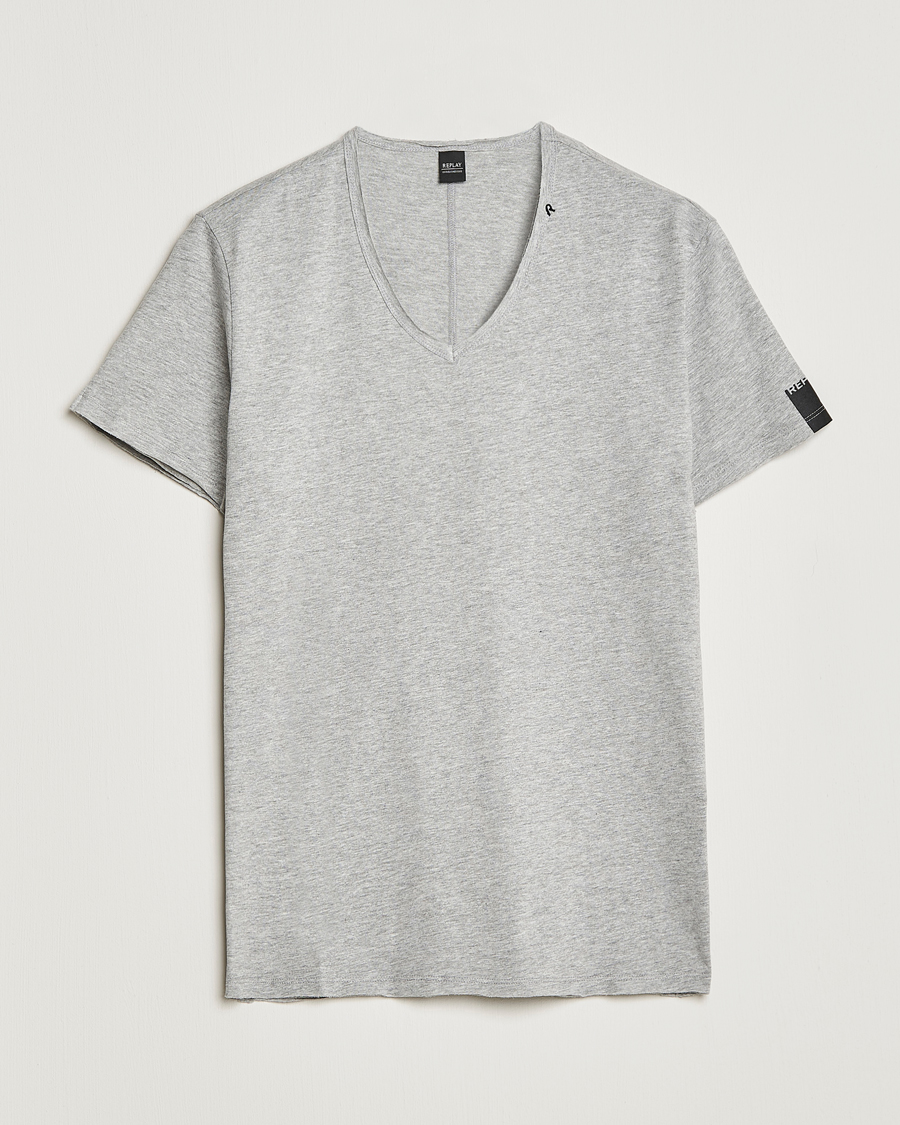 Herren | T-Shirts | Replay | V-Neck Tee Grey