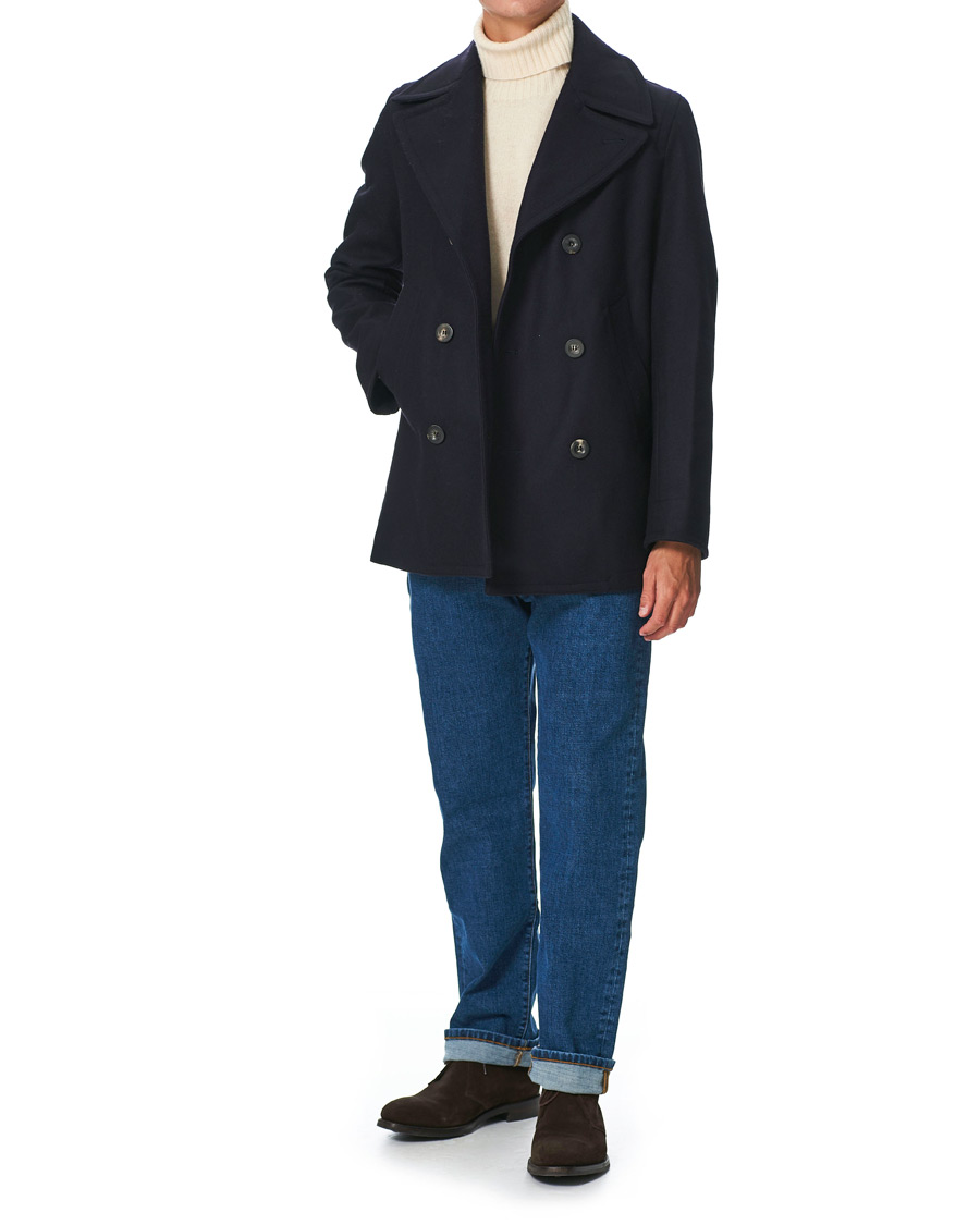 Herren | Jacken | Private White V.C. | Wool Melton Peacoat Midnight