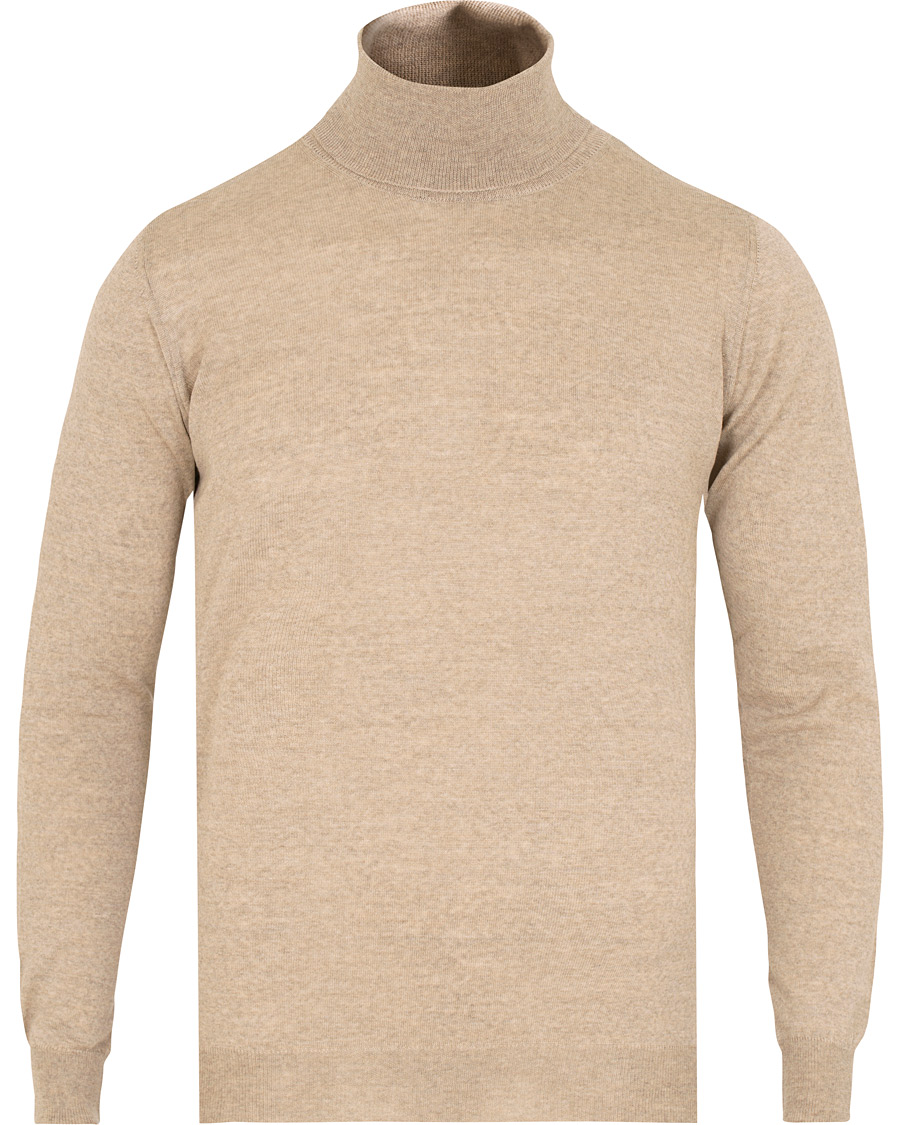 Herren | Pullover | Oscar Jacobson | Cole Extra Fine Merino Rollneck Beige