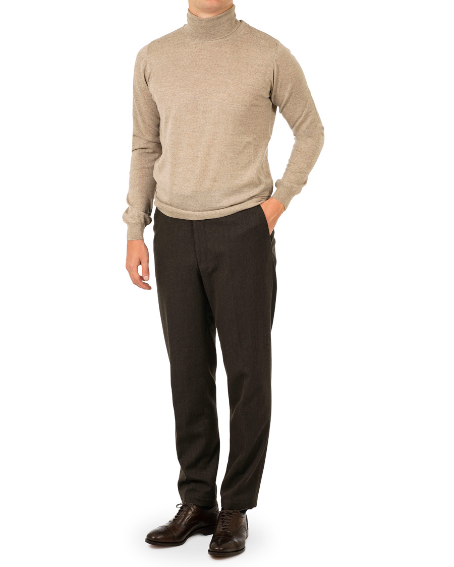Herren | Pullover | Oscar Jacobson | Cole Extra Fine Merino Rollneck Beige