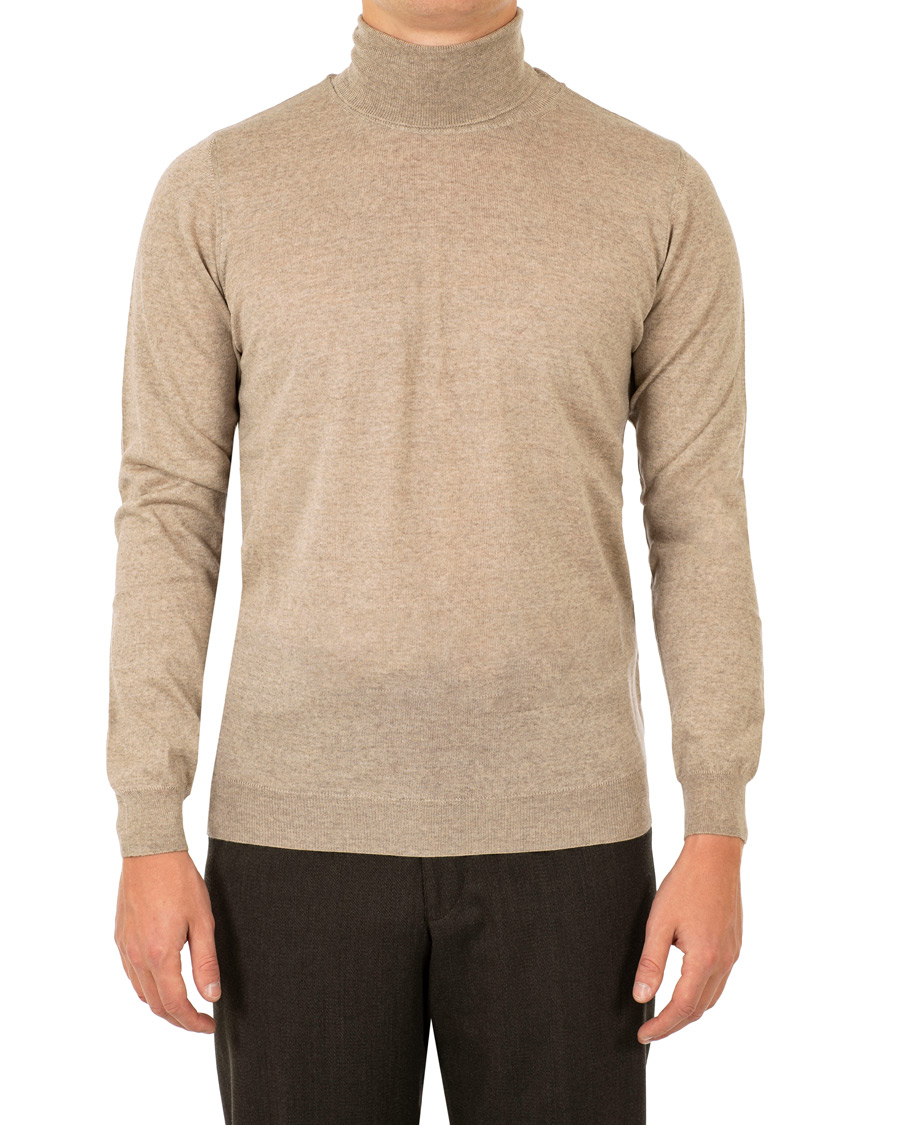 Herren | Pullover | Oscar Jacobson | Cole Extra Fine Merino Rollneck Beige