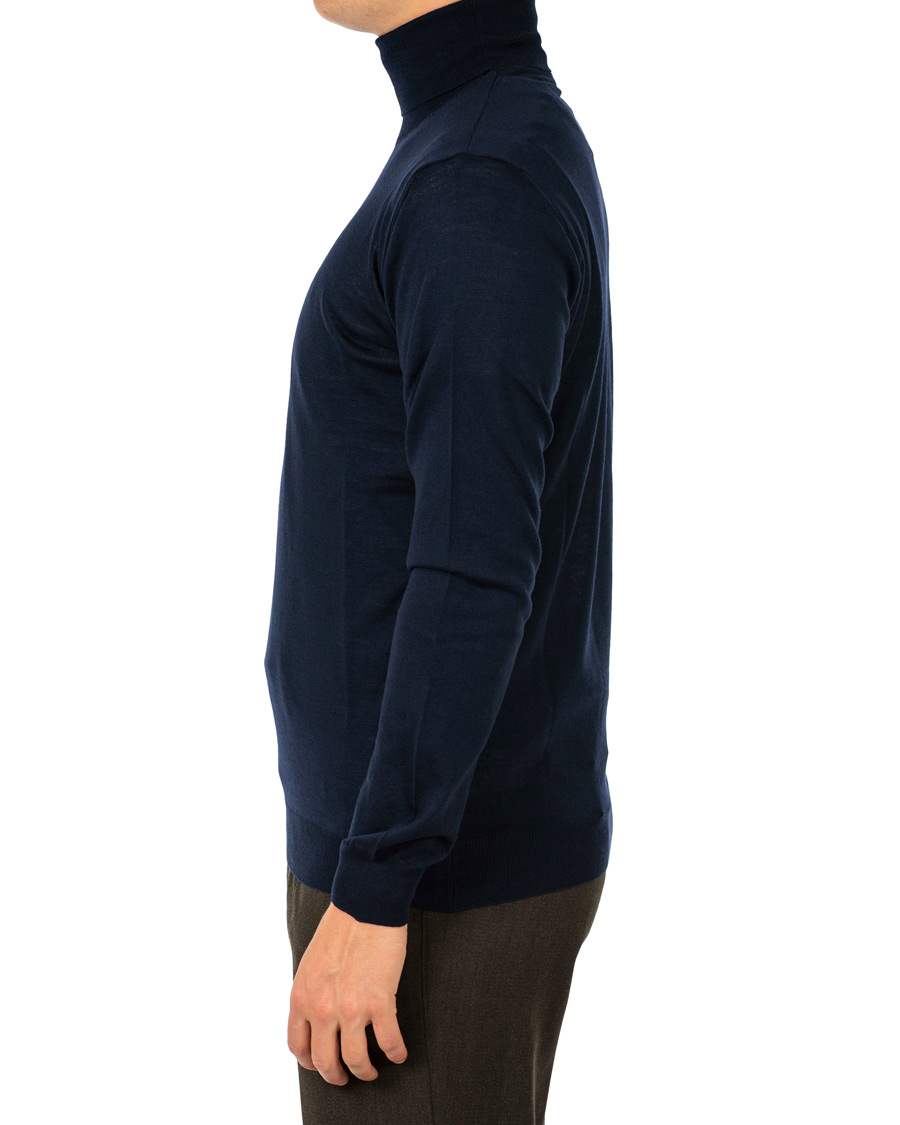 Herren | Pullover | Oscar Jacobson | Cole Extra Fine Merino Rollneck Navy
