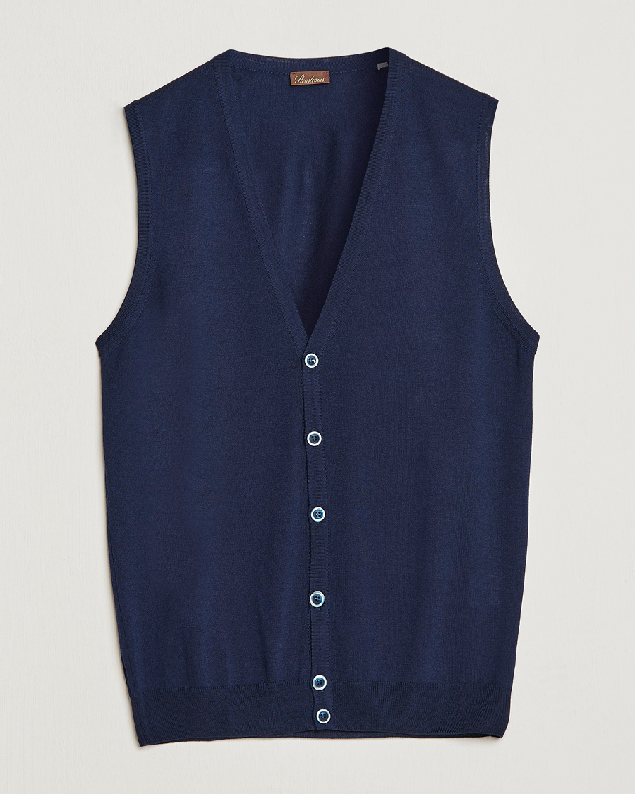 Herren | Pullover | Stenströms | Merino Slipover Navy