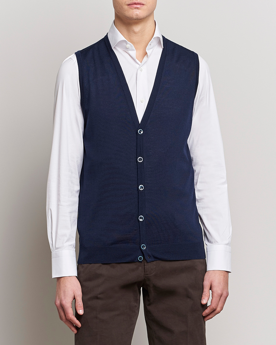 Herren | Pullover | Stenströms | Merino Slipover Navy