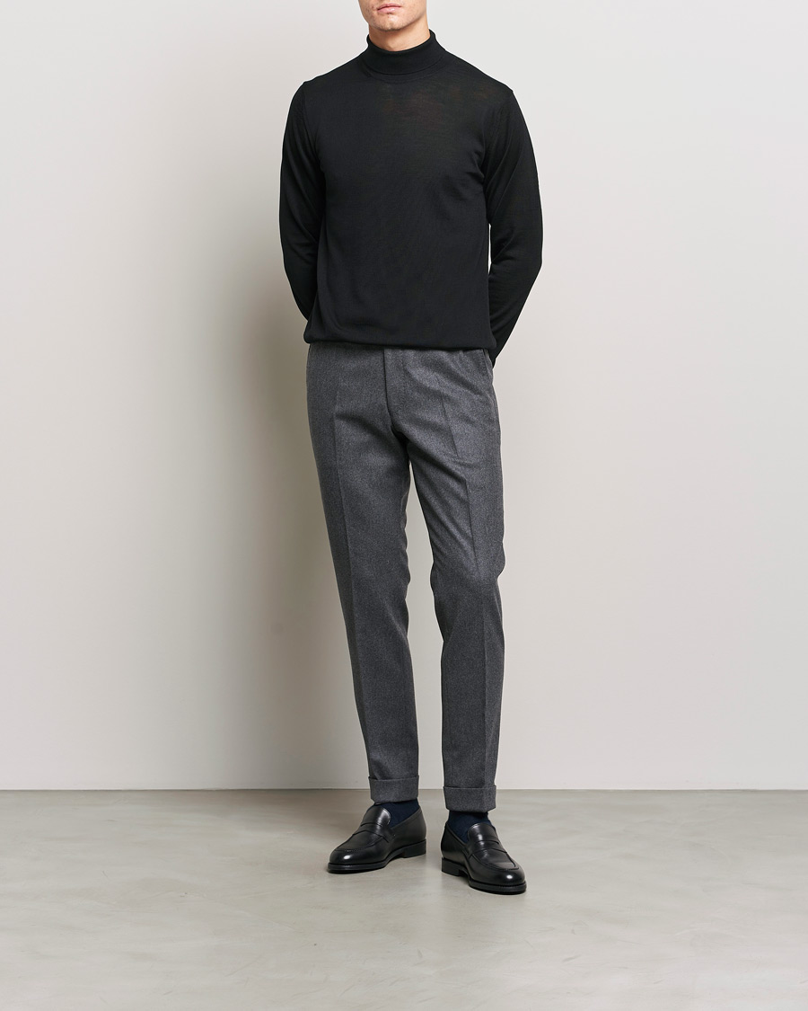 Herren | Pullover | Stenströms | Fine Merino Rollneck Black
