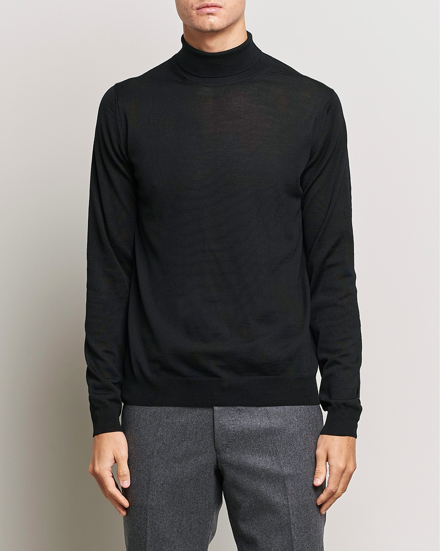 Herren | Pullover | Stenströms | Fine Merino Rollneck Black