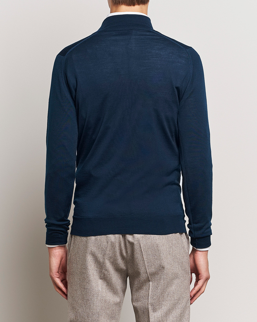 Herren | Pullover | John Smedley | Barrow Extra Fine Merino Half Zip Orion Green
