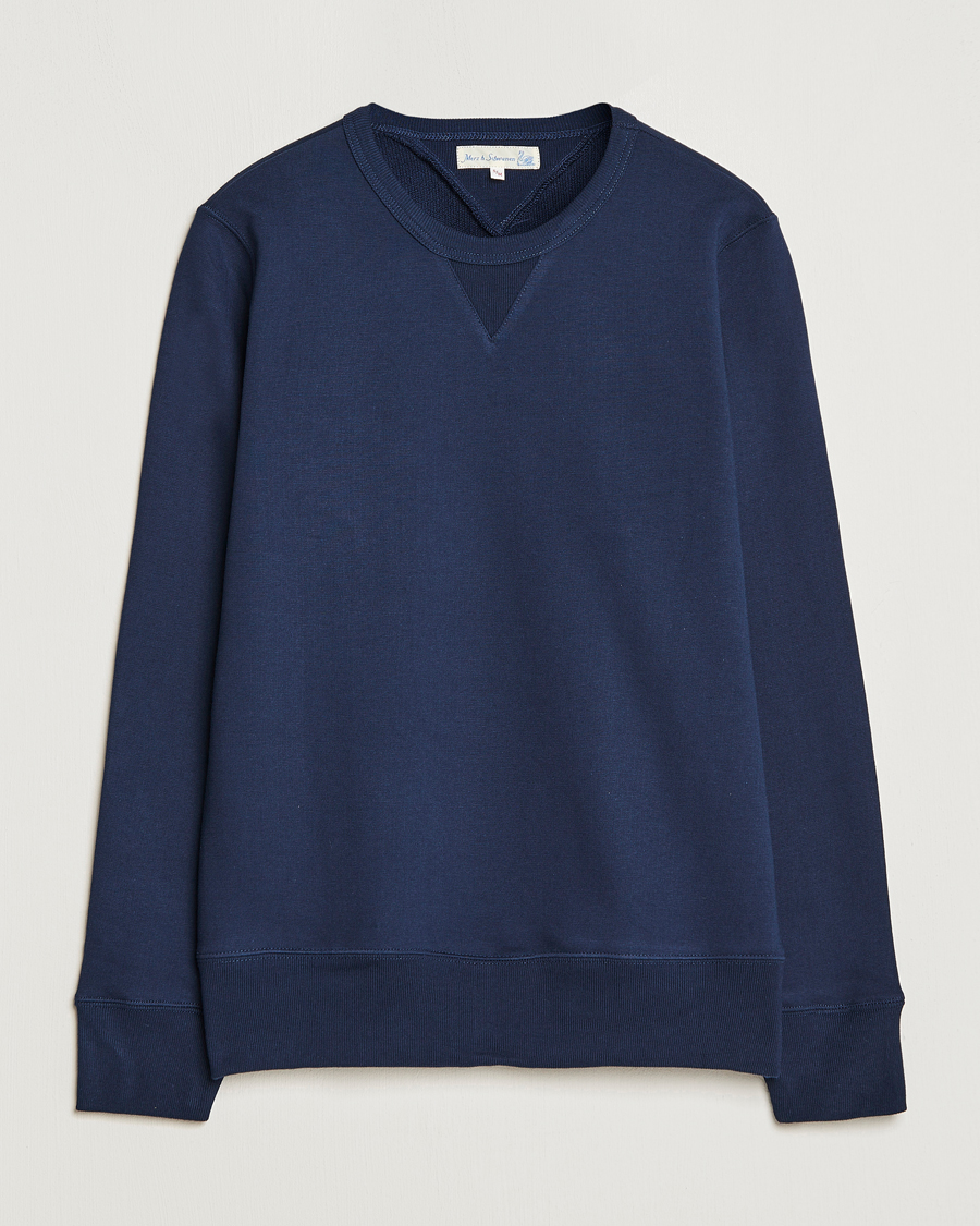 Herren | Pullover | Merz b. Schwanen | Organic Cotton Crew Neck Sweat Ink Blue