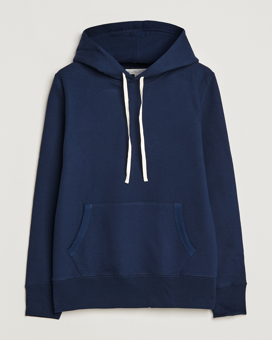 Herren | Pullover | Merz b. Schwanen | Cotton Loopwheeled Hoodie Ink Blue