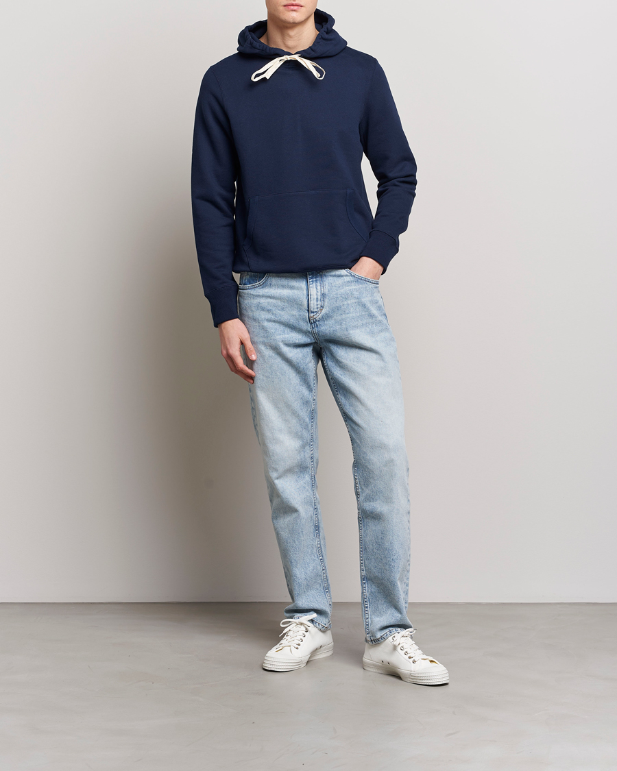 Herren | Pullover | Merz b. Schwanen | Cotton Loopwheeled Hoodie Ink Blue