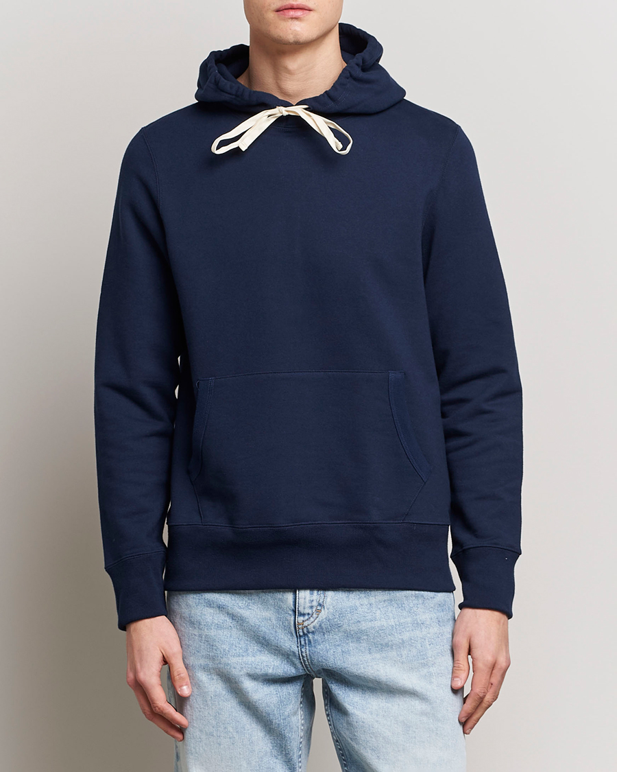 Herren | Pullover | Merz b. Schwanen | Cotton Loopwheeled Hoodie Ink Blue