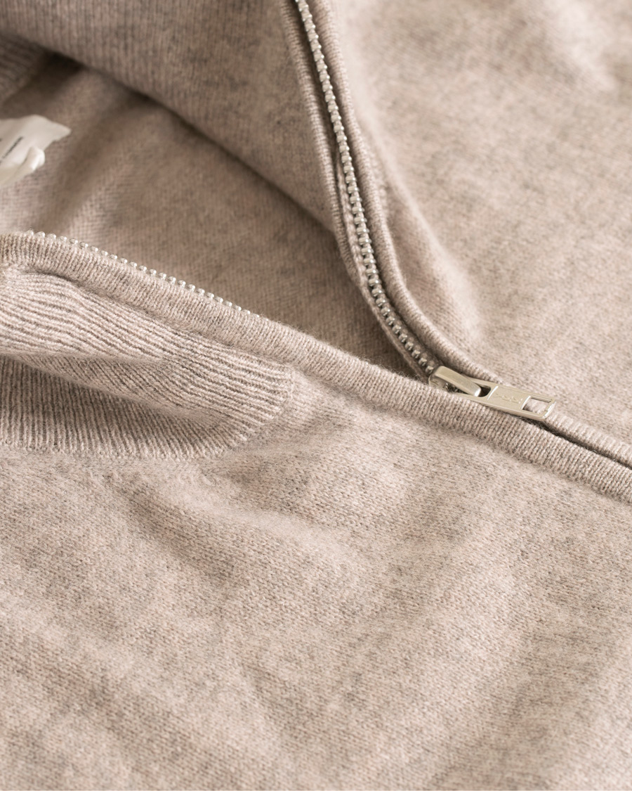 Herren | Pullover | Soft Goat | Cashmere Full-zip Light Taupe