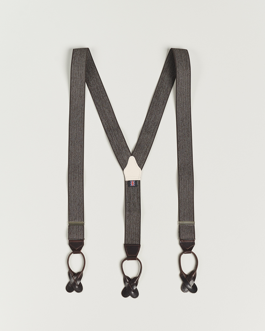 Herren | Albert Thurston Elastic Herringbone Braces 35mm Brown | Albert Thurston | Elastic Herringbone Braces 35mm Brown