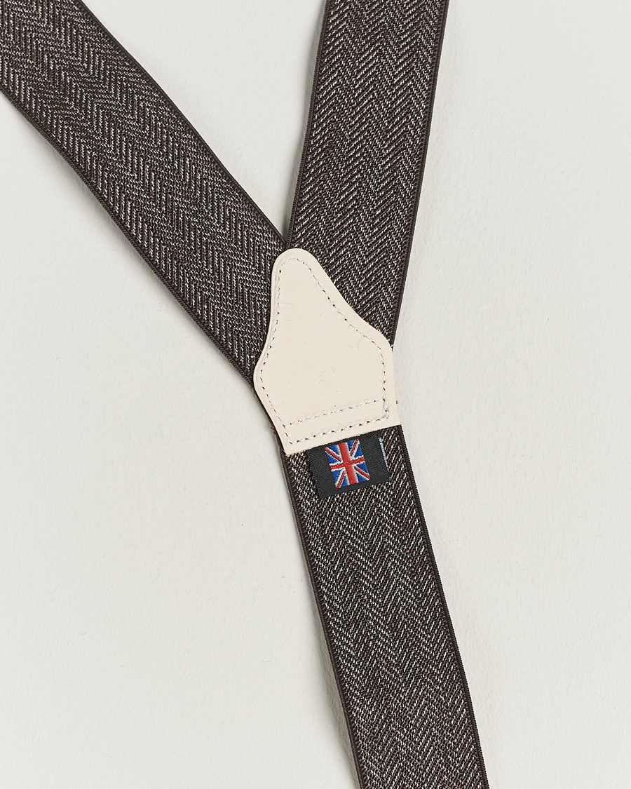 Herren | Albert Thurston Elastic Herringbone Braces 35mm Brown | Albert Thurston | Elastic Herringbone Braces 35mm Brown