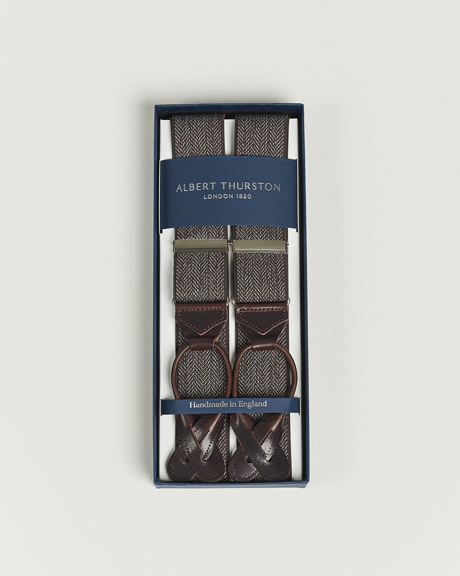 Herren | Albert Thurston Elastic Herringbone Braces 35mm Brown | Albert Thurston | Elastic Herringbone Braces 35mm Brown